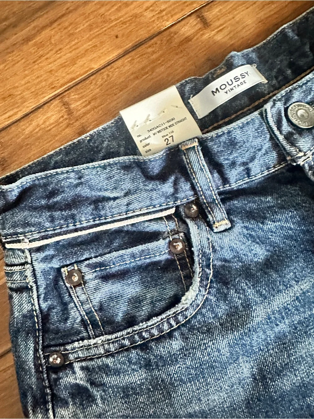 Moussy Vintage Widstoe Wide Straight Distressed Denim Jeans NWT Size 27 Women's - Picture 5 of 8